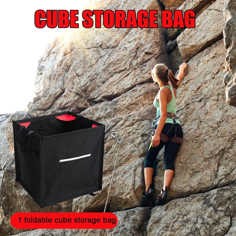 Arrowbash Throw Line Cube Bag - Easy Folding Arborist Throw Line Storage Portable Climbing Rope Organizer Box for Tree Work Outdoor Rope Accessories, Black (Red) - Image 5